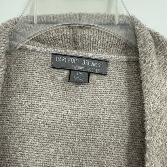 Barefoot Dreams bamboo chic Lite Cardi Sweater Size S /M drape front gray - Picture 6 of 8